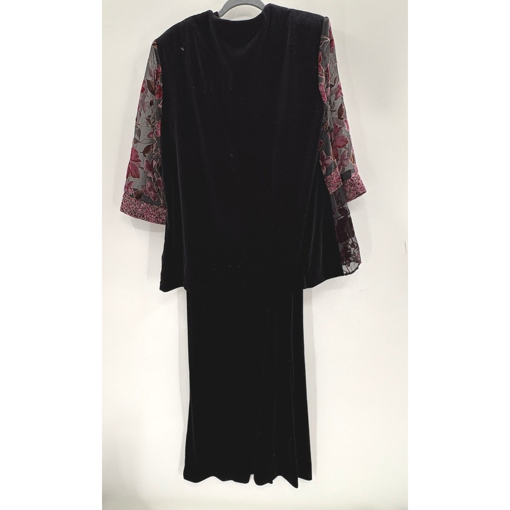 R&M Richards Black Velvet Maxi Dress & Floral Burnout Jacket Set 2PC Formal - Picture 5 of 16